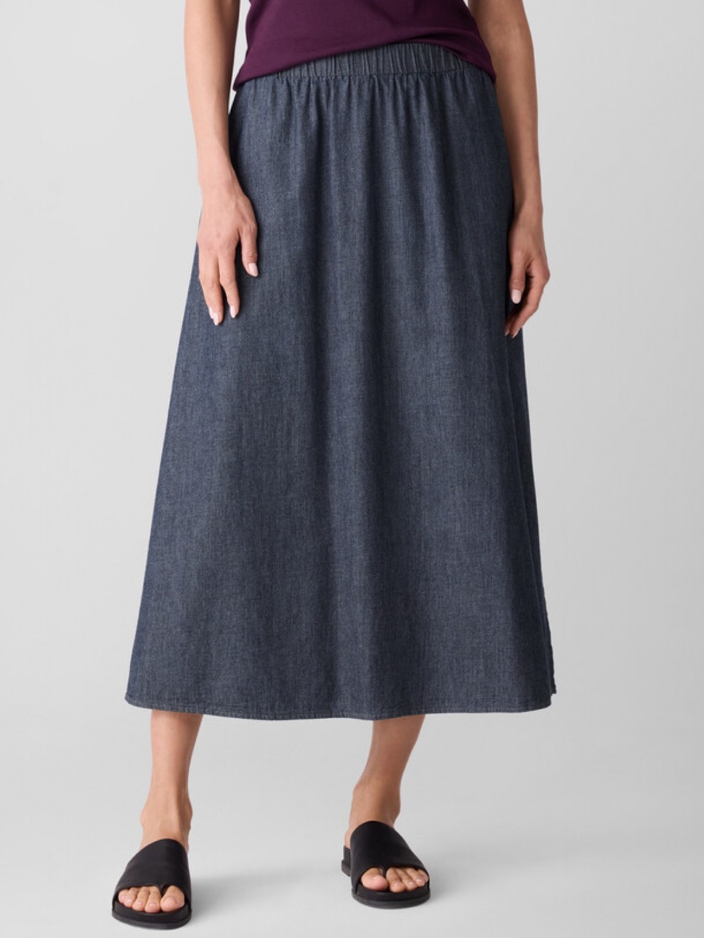 Eileen Fisher Chambray Midi Skirt - Picture 3 of 11